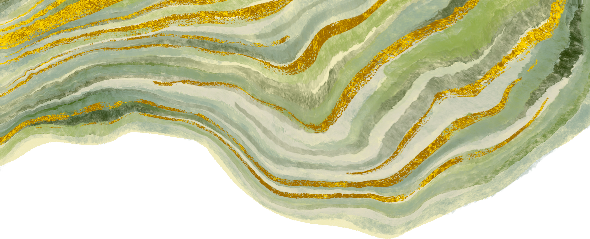 Marbleized Geode Green and Gold Wavy Simplified Border